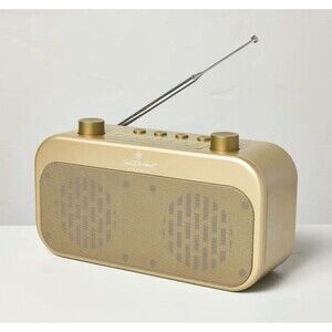 Portable Brass Finish AM/FM Bluetooth Radio - Hearth & Hand with Magnolia